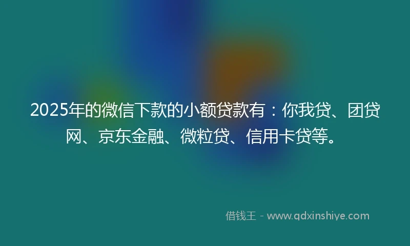 2025年的微信下款的小额贷款有:你我贷、团贷网、京东金融、微粒贷、信用卡贷等。