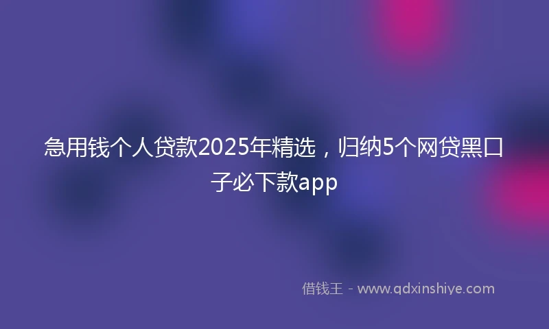急用钱个人贷款2025年精选，归纳5个网贷黑口子必下款app