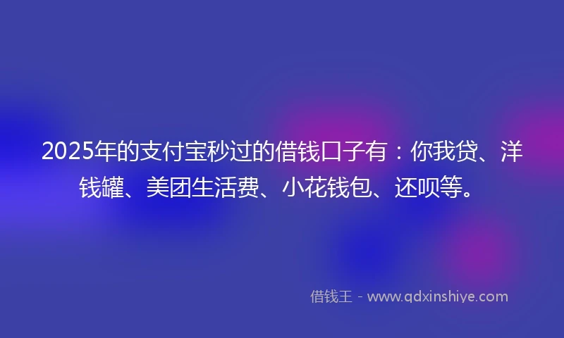 2025年的支付宝秒过的借钱口子有：你我贷、洋钱罐、美团生活费、小花钱包、还呗等。