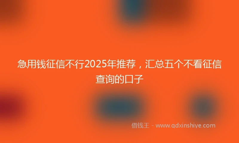 急用钱征信不行2025年推荐，汇总五个不看征信查询的口子
