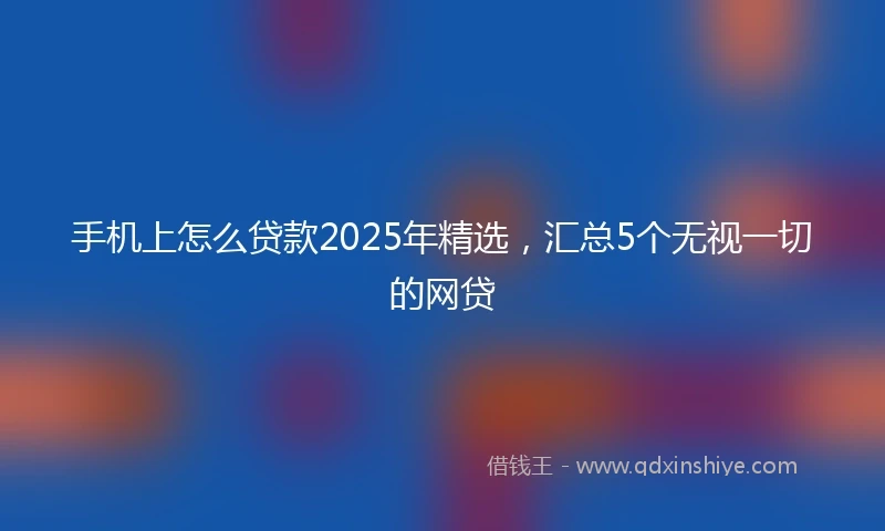 手机上怎么贷款2025年精选，汇总5个无视一切的网贷
