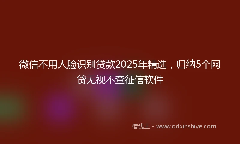 微信不用人脸识别贷款2025年精选，归纳5个网贷无视不查征信软件