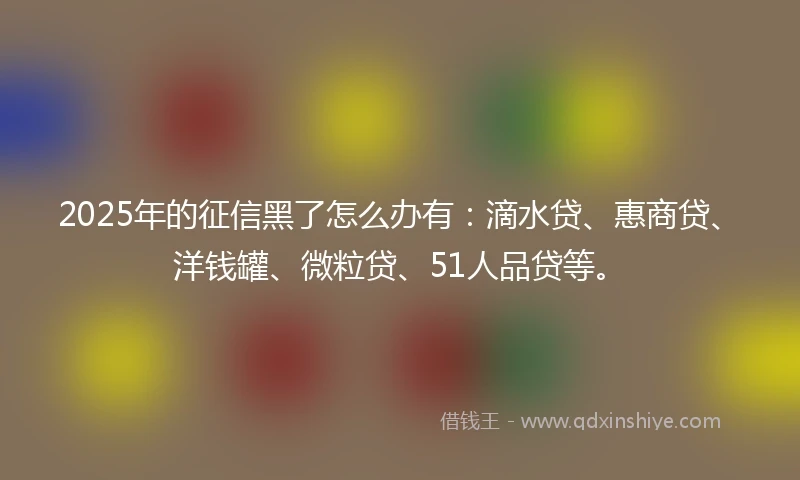 2025年的征信黑了怎么办有:滴水贷、惠商贷、洋钱罐、微粒贷、51人品贷等。