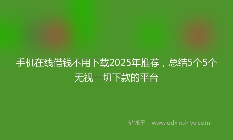 手机在线借钱不用下载2025年推荐，总结5个5个无视一切下款的平台