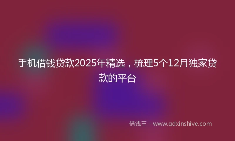 手机借钱贷款2025年精选，梳理5个12月独家贷款的平台