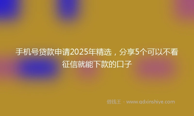 手机号贷款申请2025年精选，分享5个可以不看征信就能下款的口子