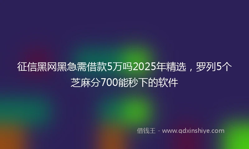 征信黑网黑急需借款5万吗2025年精选，罗列5个芝麻分700能秒下的软件