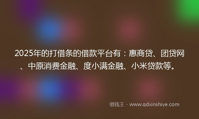 2025年的打借条的借款平台有：惠商贷、团贷网、中原消费金融、度小满金融、小米贷款等。