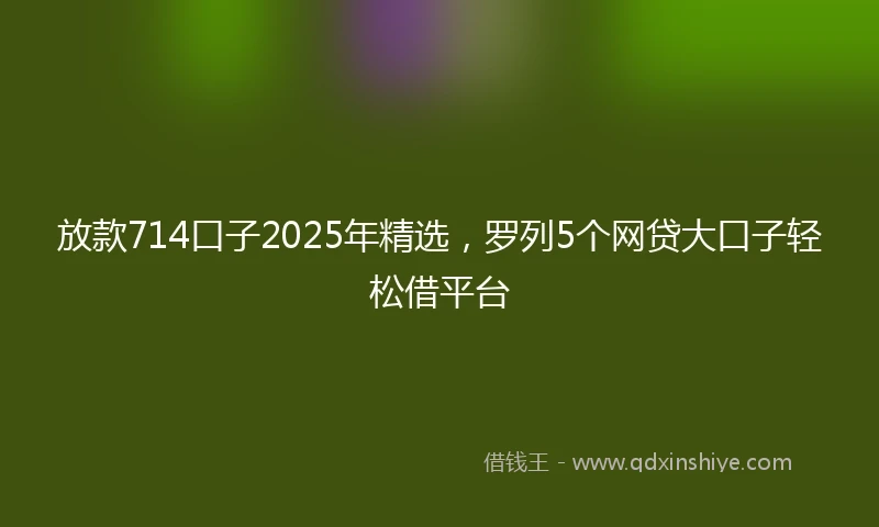 放款714口子2025年精选，罗列5个网贷大口子轻松借平台