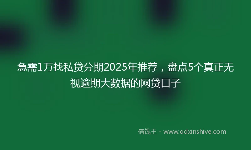急需1万找私贷分期2025年推荐，盘点5个真正无视逾期大数据的网贷口子