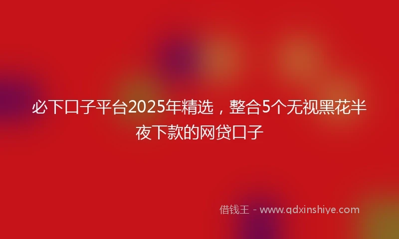 必下口子平台2025年精选，整合5个无视黑花半夜下款的网贷口子