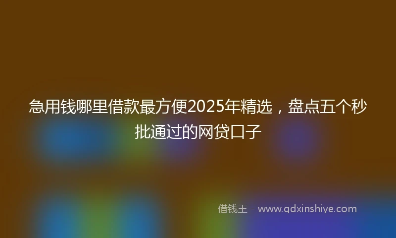 急用钱哪里借款最方便2025年精选，盘点五个秒批通过的网贷口子