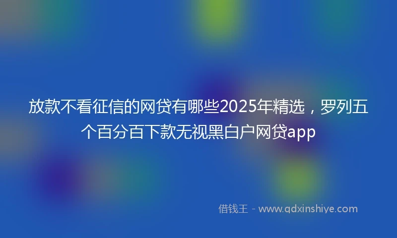 放款不看征信的网贷有哪些2025年精选，罗列五个百分百下款无视黑白户网贷app