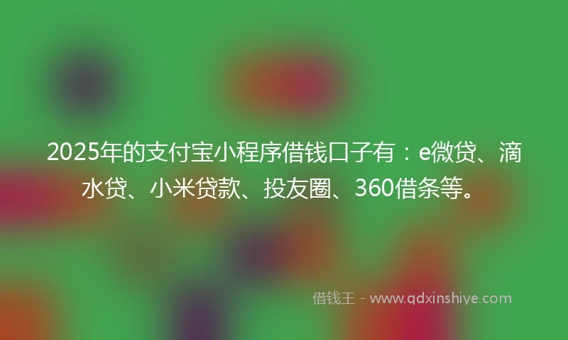 2025年的支付宝小程序借钱口子有:e微贷、滴水贷、小米贷款、投友圈、360借条等。