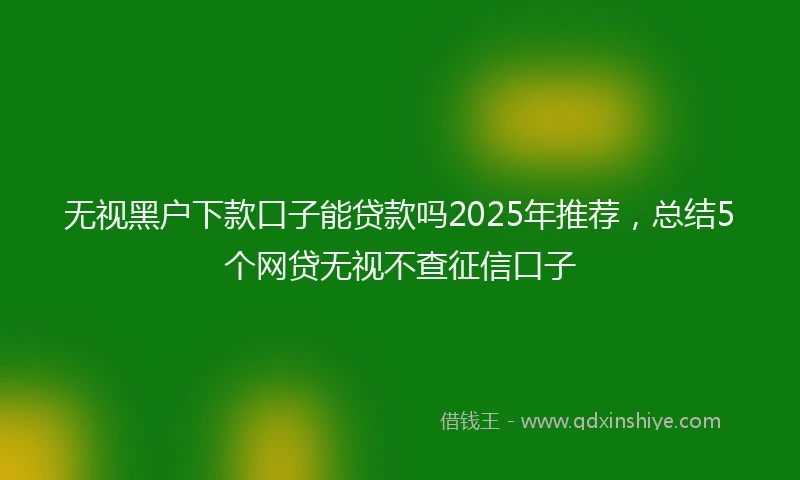 无视黑户下款口子能贷款吗2025年推荐，总结5个网贷无视不查征信口子