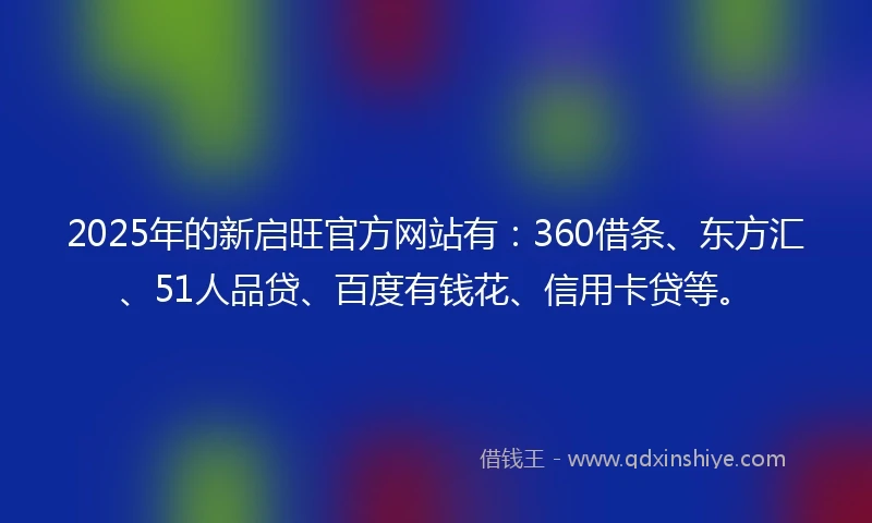 2025年的新启旺官方网站有：360借条、东方汇、51人品贷、百度有钱花、信用卡贷等。