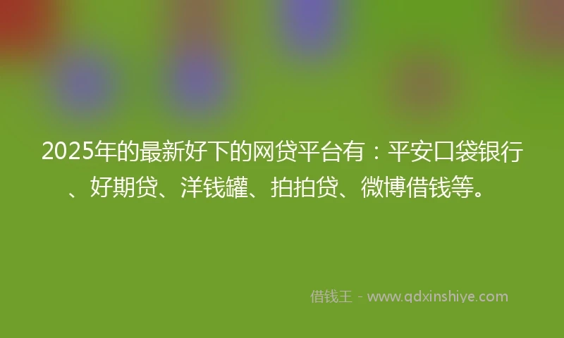 2025年的最新好下的网贷平台有：平安口袋银行、好期贷、洋钱罐、拍拍贷、微博借钱等。