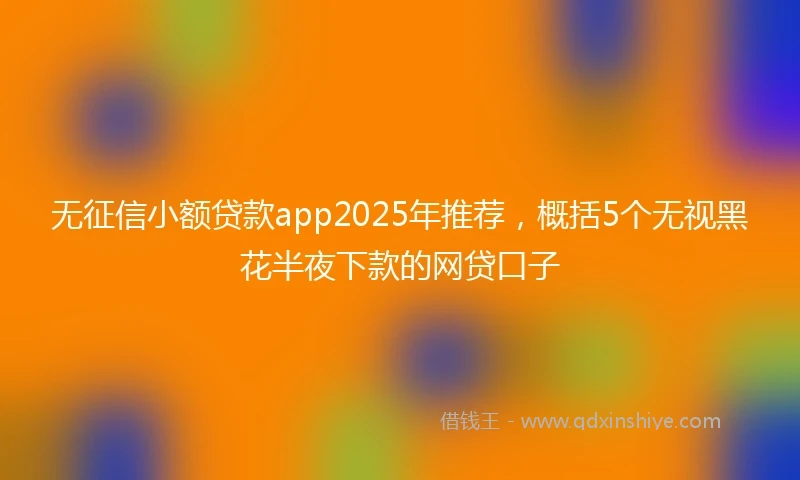 无征信小额贷款app2025年推荐，概括5个无视黑花半夜下款的网贷口子