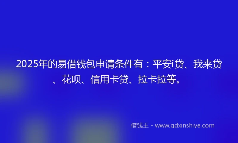 2025年的易借钱包申请条件有：平安i贷、我来贷、花呗、信用卡贷、拉卡拉等。