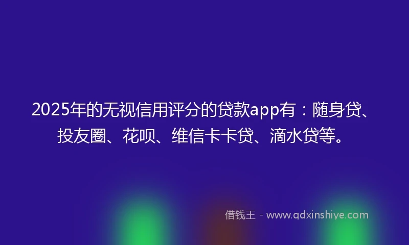 2025年的无视信用评分的贷款app有：随身贷、投友圈、花呗、维信卡卡贷、滴水贷等。
