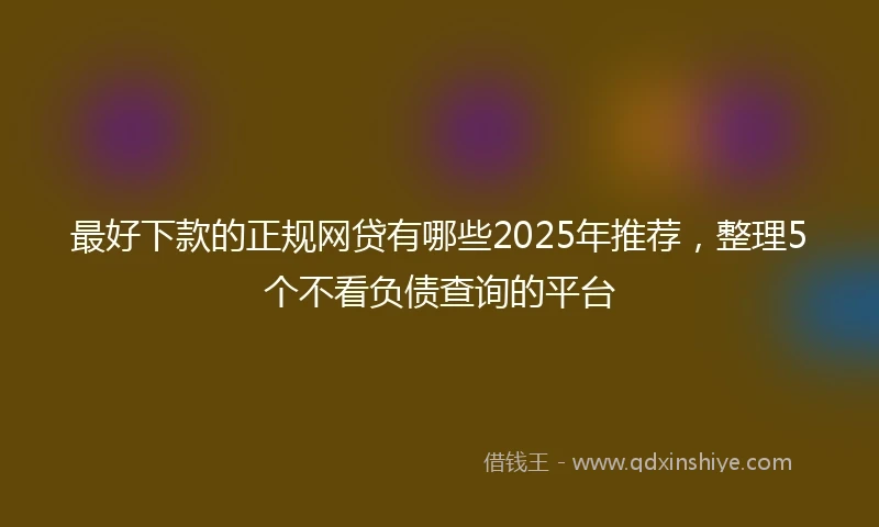 最好下款的正规网贷有哪些2025年推荐，整理5个不看负债查询的平台