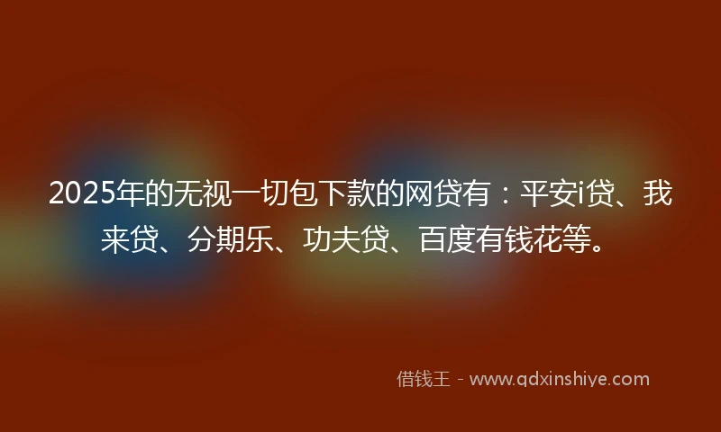 2025年的无视一切包下款的网贷有：平安i贷、我来贷、分期乐、功夫贷、百度有钱花等。