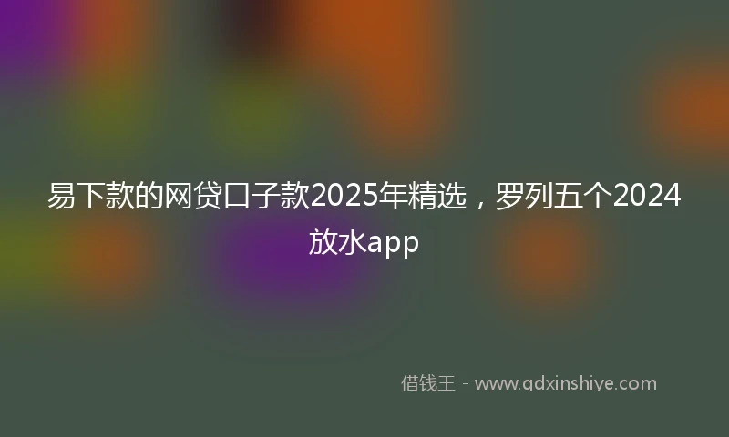 易下款的网贷口子款2025年精选，罗列五个2024放水app