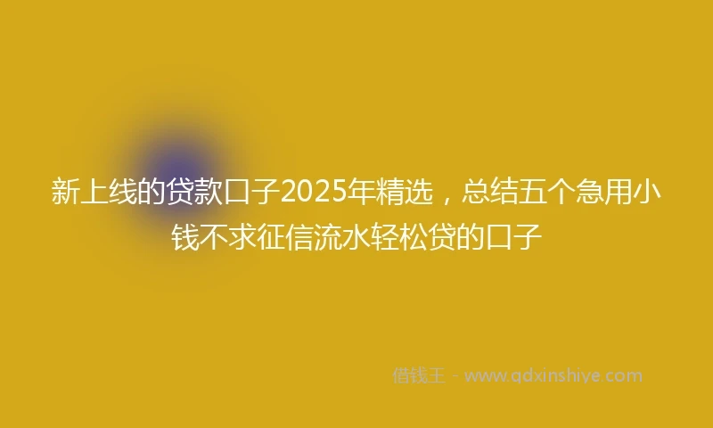 新上线的贷款口子2025年精选，总结五个急用小钱不求征信流水轻松贷的口子