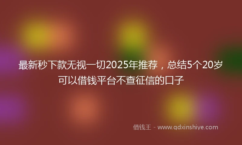 最新秒下款无视一切2025年推荐，总结5个20岁可以借钱平台不查征信的口子