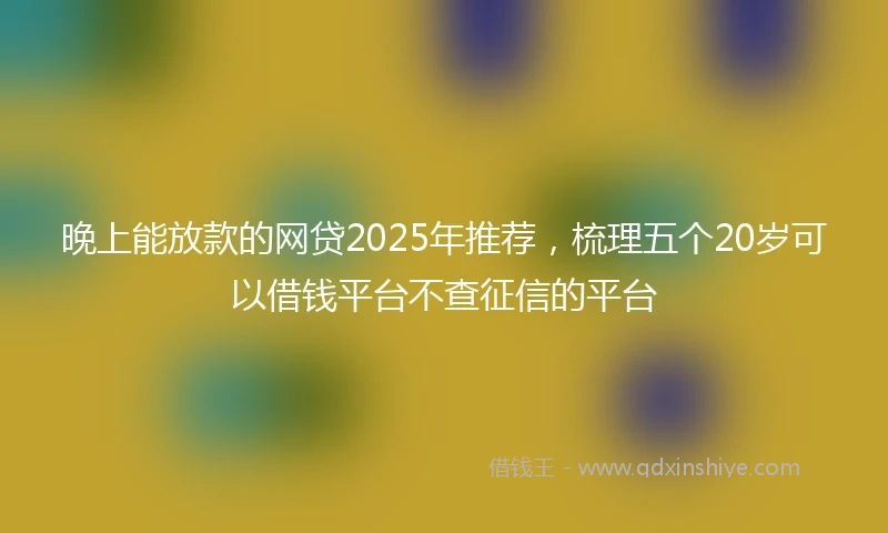 晚上能放款的网贷2025年推荐，梳理五个20岁可以借钱平台不查征信的平台