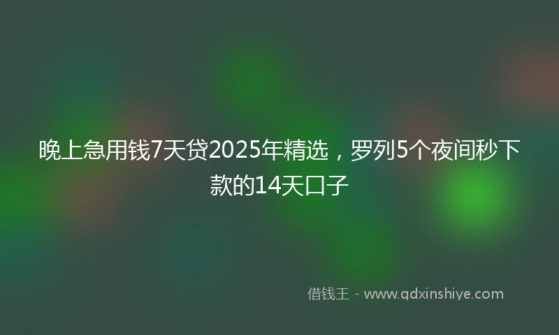 晚上急用钱7天贷2025年精选，罗列5个夜间秒下款的14天口子