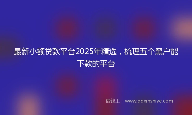 最新小额贷款平台2025年精选，梳理五个黑户能下款的平台