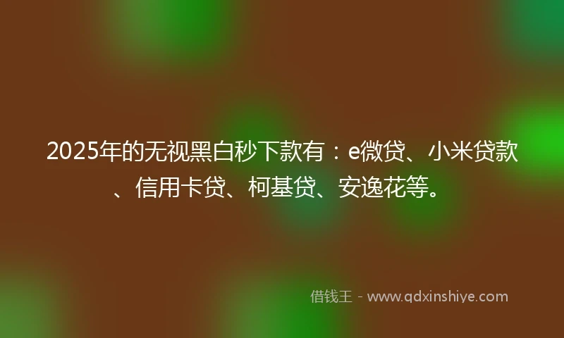 2025年的无视黑白秒下款有：e微贷、小米贷款、信用卡贷、柯基贷、安逸花等。