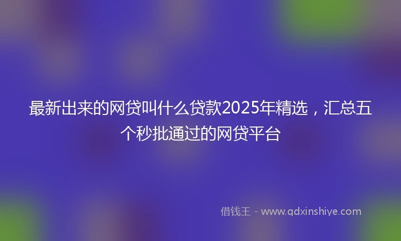 最新出来的网贷叫什么贷款2025年精选，汇总五个秒批通过的网贷平台