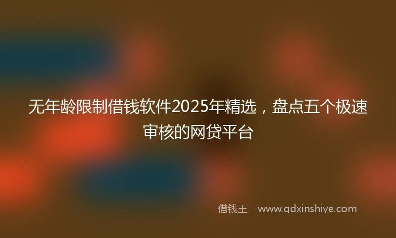 无年龄限制借钱软件2025年精选，盘点五个极速审核的网贷平台
