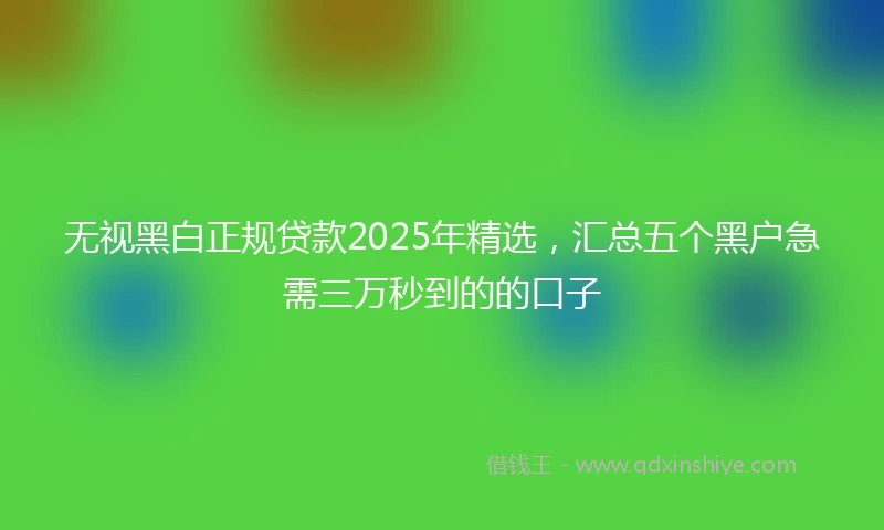 无视黑白正规贷款2025年精选，汇总五个黑户急需三万秒到的的口子