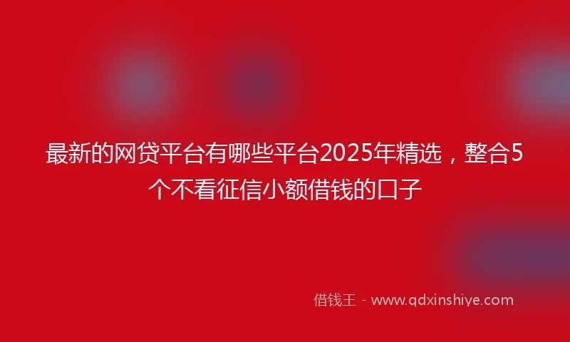 最新的网贷平台有哪些平台2025年精选，整合5个不看征信小额借钱的口子
