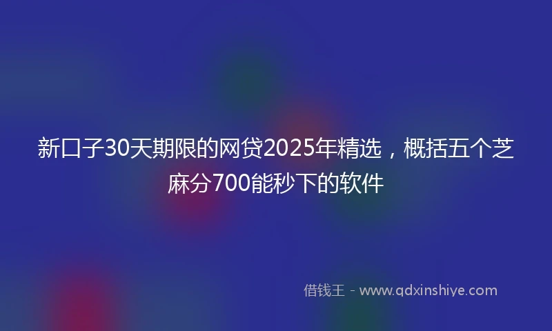 新口子30天期限的网贷2025年精选，概括五个芝麻分700能秒下的软件