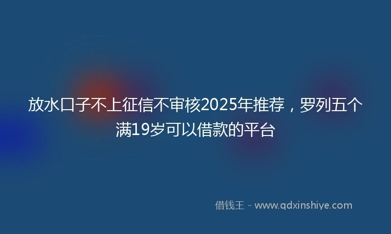 放水口子不上征信不审核2025年推荐，罗列五个满19岁可以借款的平台