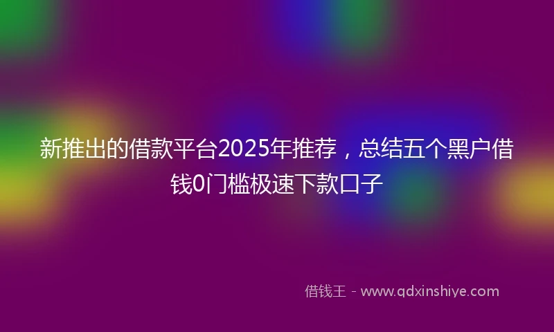 新推出的借款平台2025年推荐，总结五个黑户借钱0门槛极速下款口子