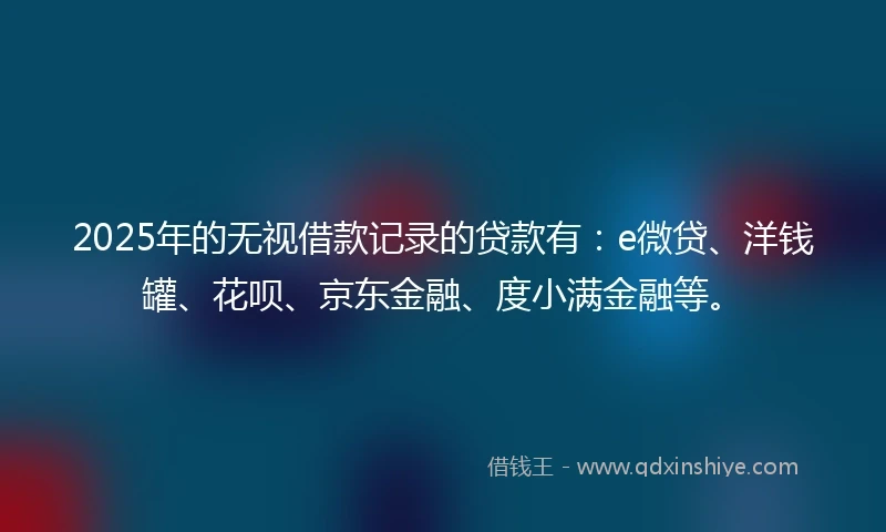 2025年的无视借款记录的贷款有：e微贷、洋钱罐、花呗、京东金融、度小满金融等。