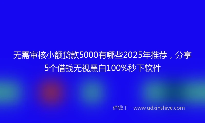 无需审核小额贷款5000有哪些2025年推荐，分享5个借钱无视黑白100%秒下软件