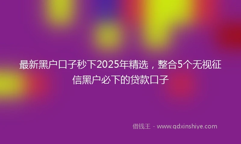 最新黑户口子秒下2025年精选，整合5个无视征信黑户必下的贷款口子