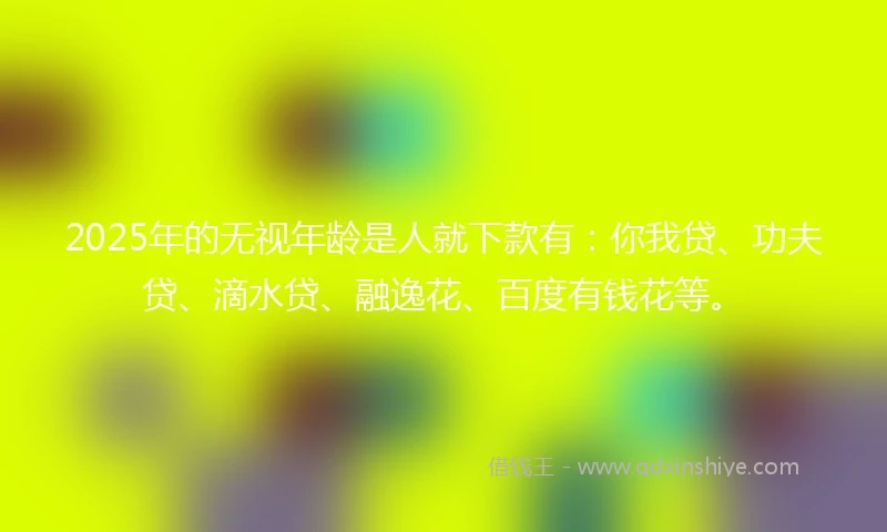 2025年的无视年龄是人就下款有：你我贷、功夫贷、滴水贷、融逸花、百度有钱花等。