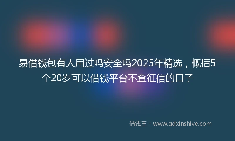 易借钱包有人用过吗安全吗2025年精选，概括5个20岁可以借钱平台不查征信的口子