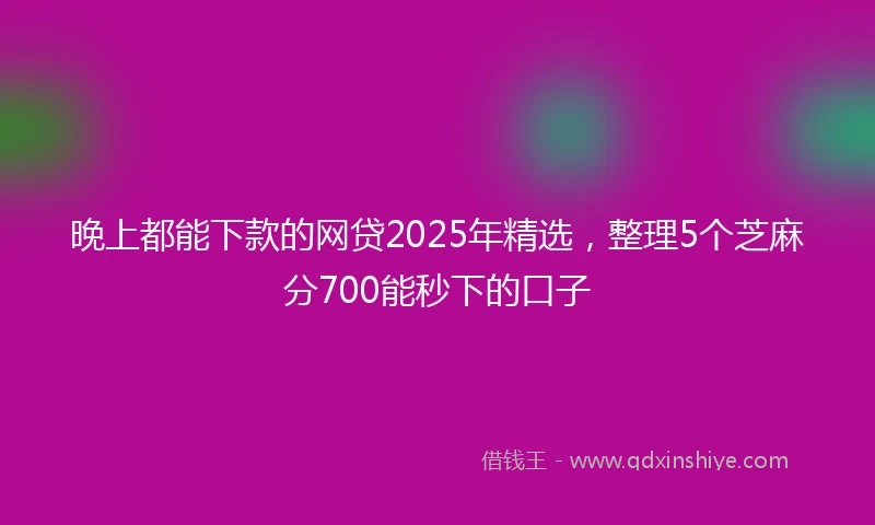 晚上都能下款的网贷2025年精选,整理5个芝麻分700能秒下的口子