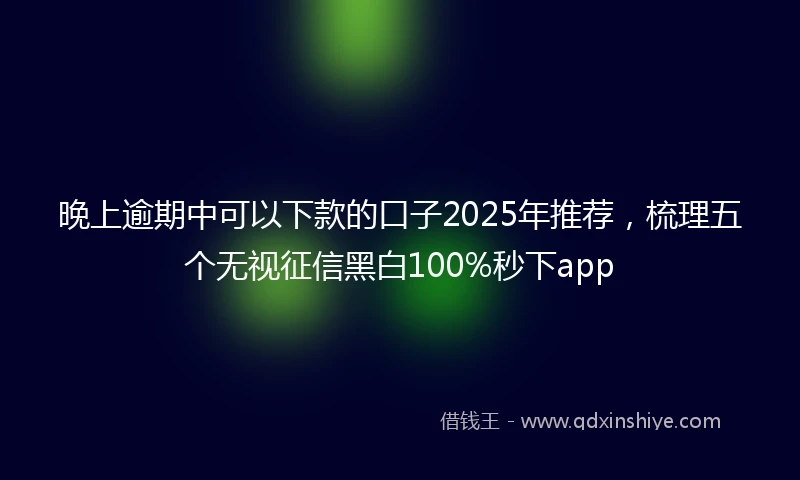 晚上逾期中可以下款的口子2025年推荐，梳理五个无视征信黑白100%秒下app