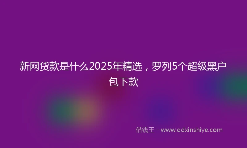 新网货款是什么2025年精选，罗列5个超级黑户包下款