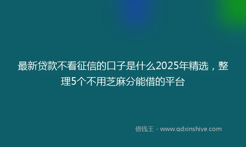 最新贷款不看征信的口子是什么2025年精选，整理5个不用芝麻分能借的平台