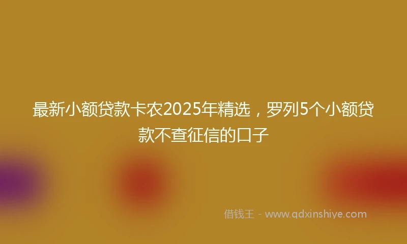 最新小额贷款卡农2025年精选，罗列5个小额贷款不查征信的口子